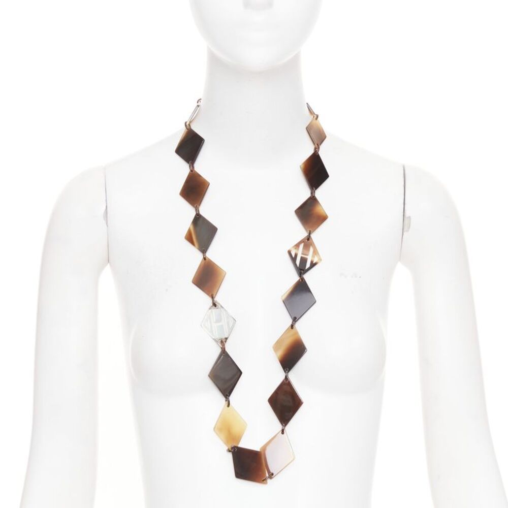 Hermes Buffalo Horn Silver Necklace